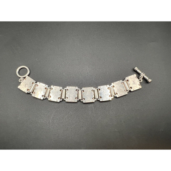 Vintage Signed BEST Silver Plated Panel Bracelet - Picture 3 of 5